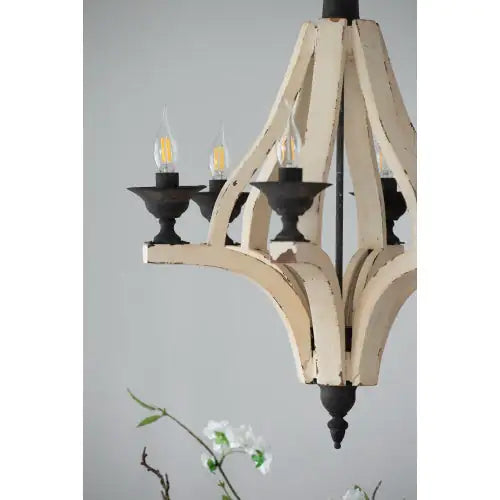 Light Wood Chandelier With Adjustable Chain