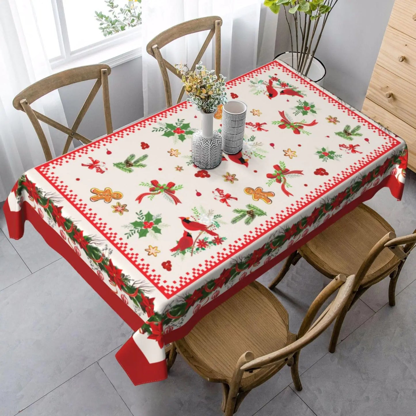 Washable mutakin Christmas Rectangle Tablecloth