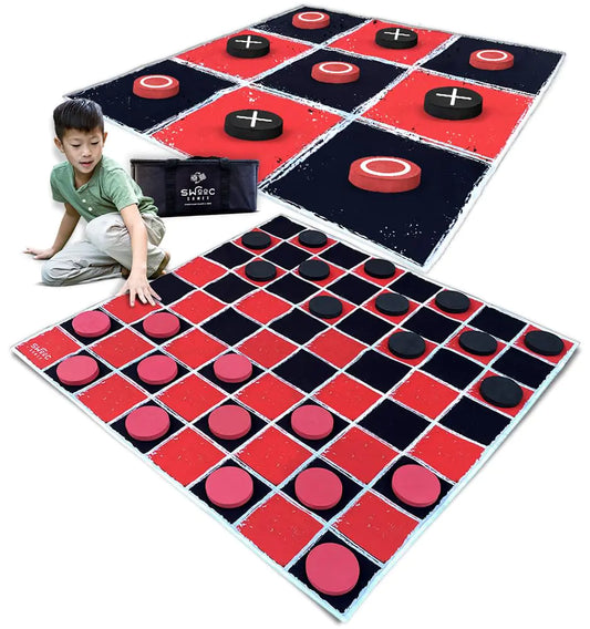 Vintage Giant Checkers & Tic Tac Toe Game