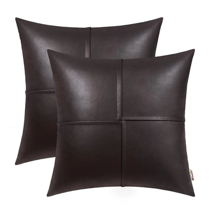 Faux Leather Throw Pillow Covers 18 X 18 Inches