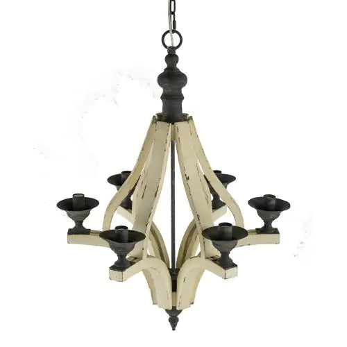 Light Wood Chandelier With Adjustable Chain