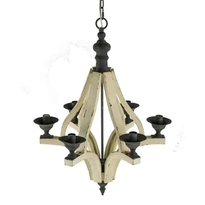 Light Wood Chandelier With Adjustable Chain
